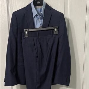 Joseph Abboud Navy Two-Piece Suit with Light Blue Shirt Boys 10